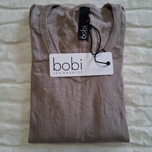 Bobi Los Angeles Womens Taupe Long Sleeve Shirt